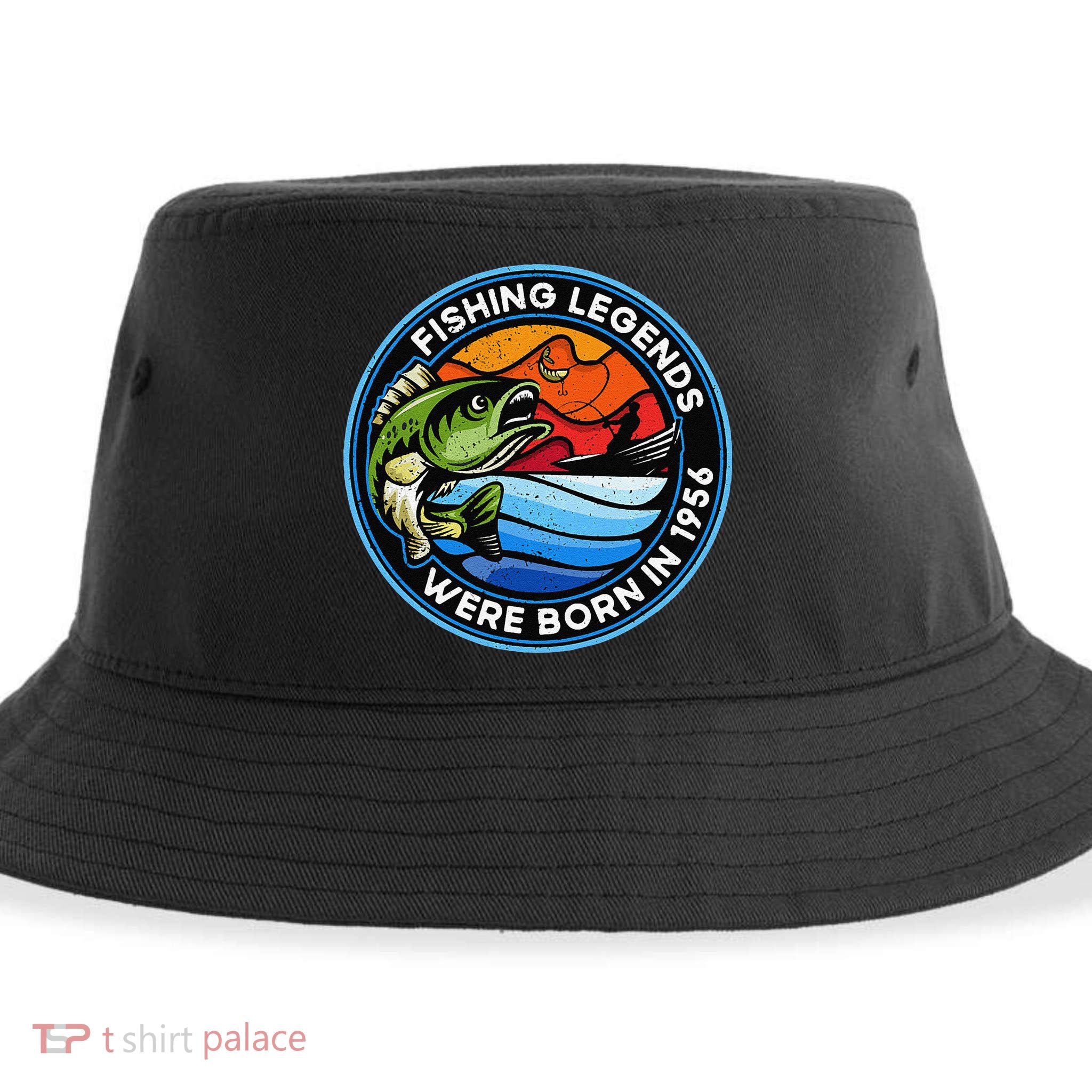 Vintage Fishing Legends Were Born In 1956 Birthday Sustainable Bucket Hat