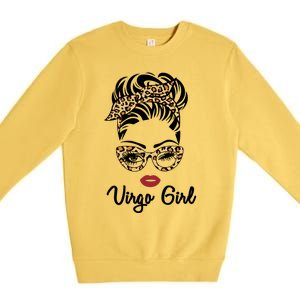 Virgo Face Leopard Bandana Wink Eye Funny Gift Premium Crewneck Sweatshirt