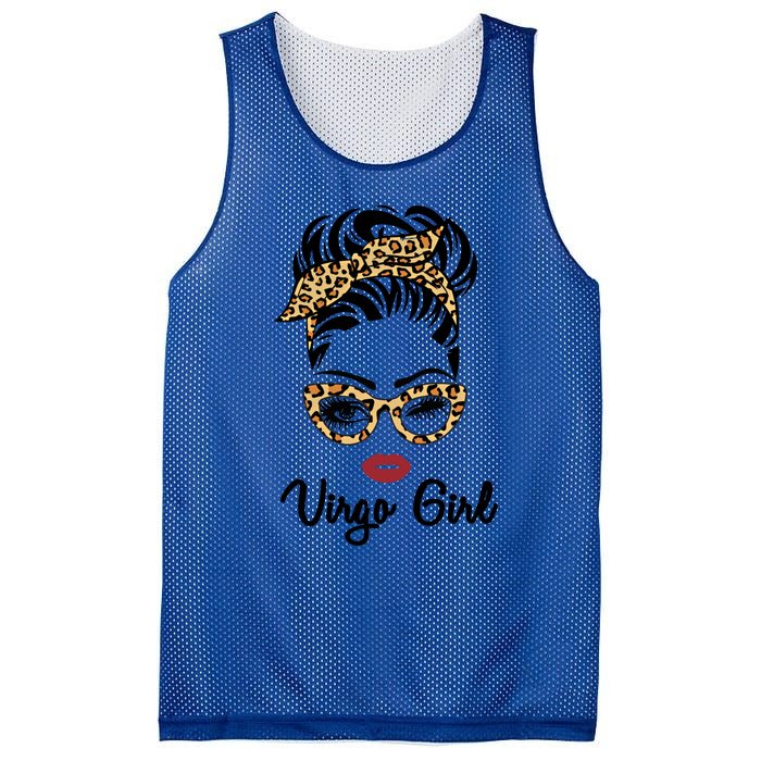 Virgo Face Leopard Bandana Wink Eye Funny Gift Mesh Reversible Basketball Jersey Tank