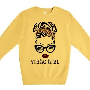 Virgo Face Leopard Bandana Wink Eye Gift Premium Crewneck Sweatshirt