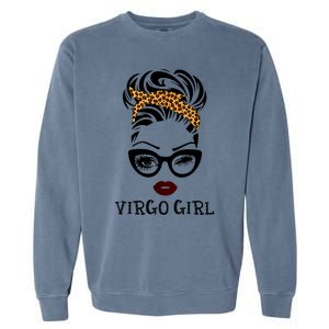 Virgo Face Leopard Bandana Wink Eye Gift Garment-Dyed Sweatshirt