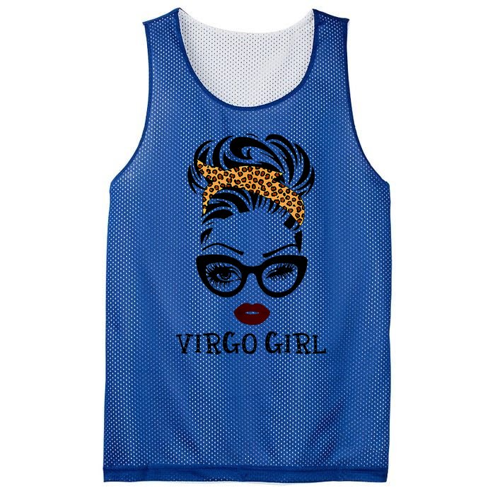 Virgo Face Leopard Bandana Wink Eye Gift Mesh Reversible Basketball Jersey Tank