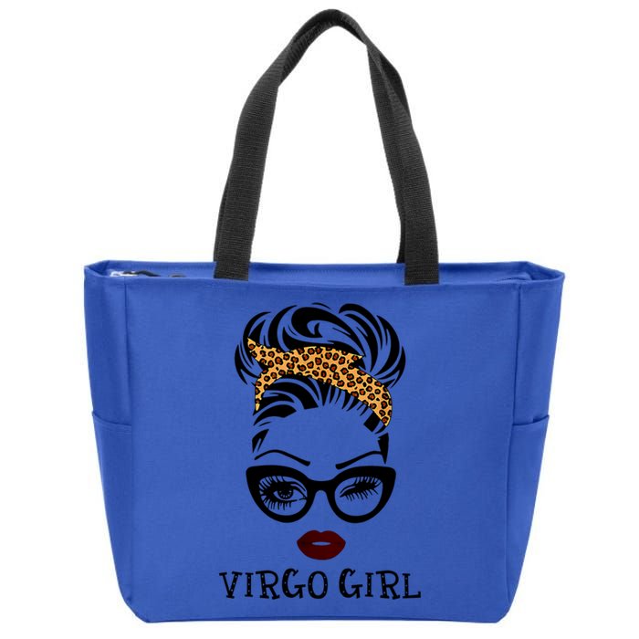 Virgo Face Leopard Bandana Wink Eye Gift Zip Tote Bag