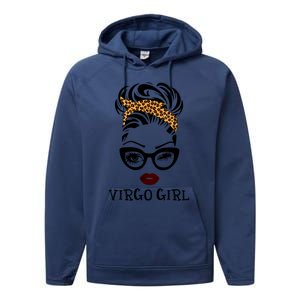 Virgo Face Leopard Bandana Wink Eye Gift Performance Fleece Hoodie