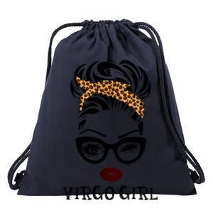 Virgo Face Leopard Bandana Wink Eye Gift Drawstring Bag