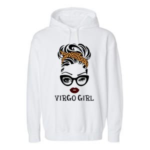 Virgo Face Leopard Bandana Wink Eye Gift Garment-Dyed Fleece Hoodie