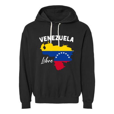 Venezuela Flag Map Proud American Venezuelan Venezuela Libre Garment-Dyed Fleece Hoodie