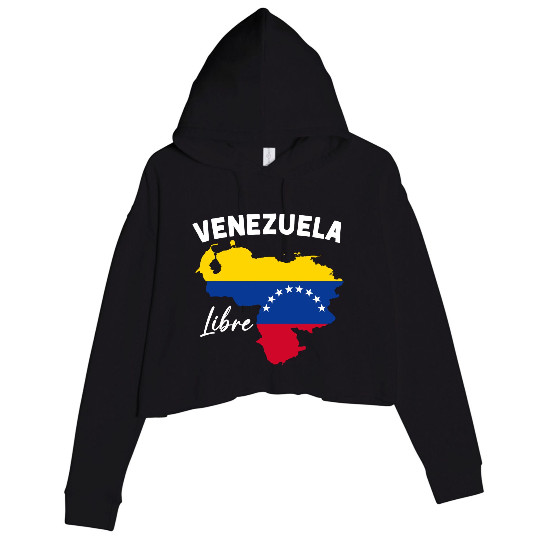 Venezuela Flag Map Proud American Venezuelan Venezuela Libre Crop Fleece Hoodie
