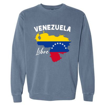 Venezuela Flag Map Proud American Venezuelan Venezuela Libre Garment-Dyed Sweatshirt