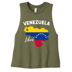 Venezuela Flag Map Proud American Venezuelan Venezuela Libre Women's Racerback Cropped Tank