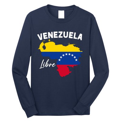 Venezuela Flag Map Proud American Venezuelan Venezuela Libre Long Sleeve Shirt