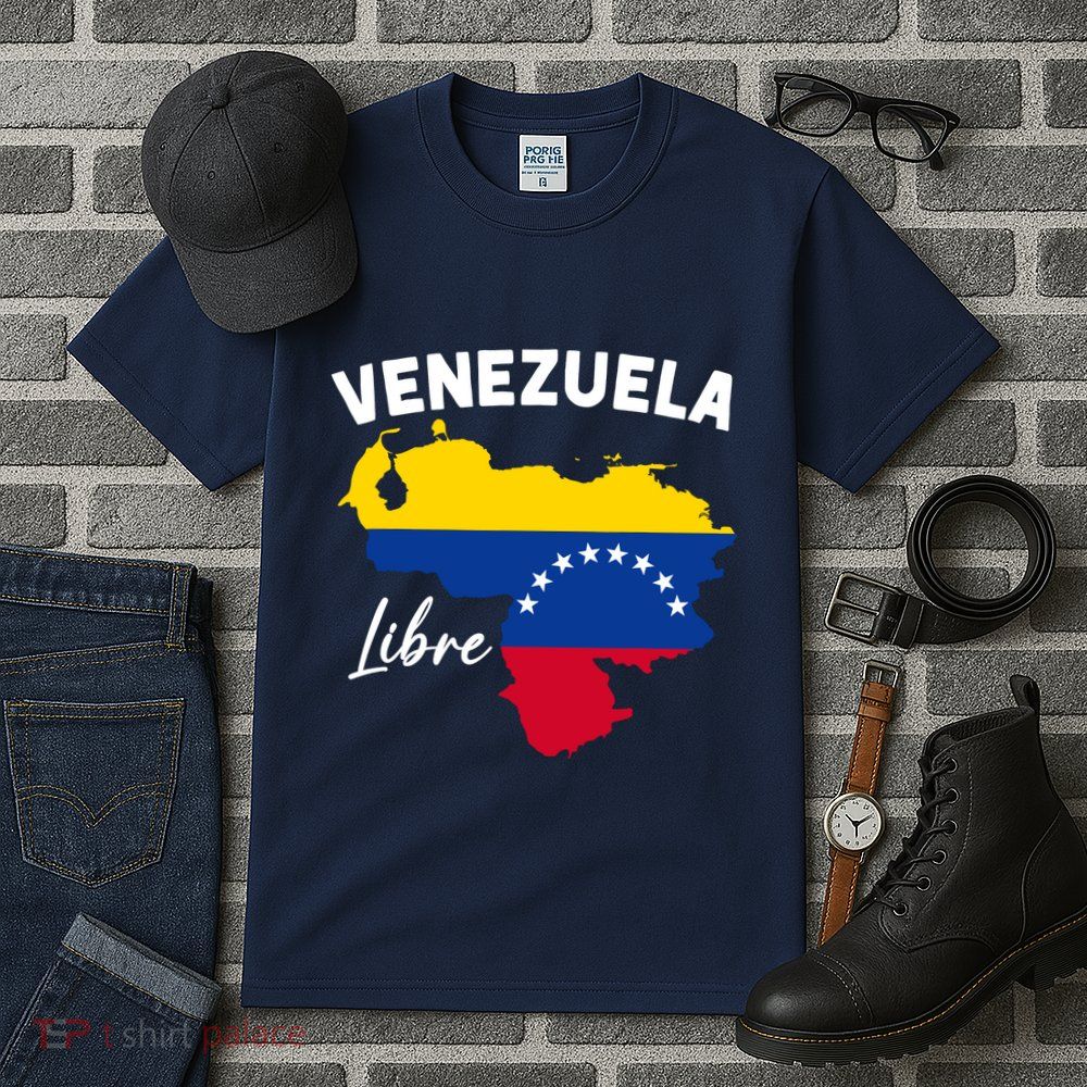 Venezuela Flag Map Proud American Venezuelan Venezuela Libre Tall T-Shirt