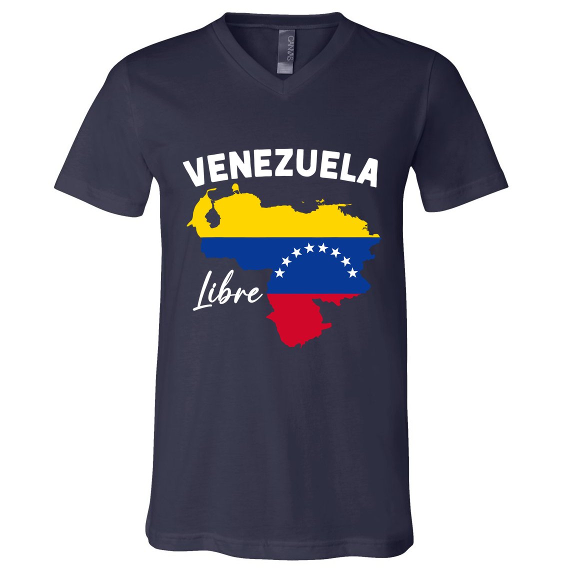 Venezuela Flag Map Proud American Venezuelan Venezuela Libre V-Neck T-Shirt