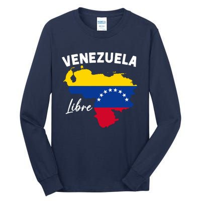 Venezuela Flag Map Proud American Venezuelan Venezuela Libre Tall Long Sleeve T-Shirt