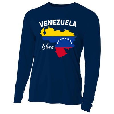 Venezuela Flag Map Proud American Venezuelan Venezuela Libre Cooling Performance Long Sleeve Crew