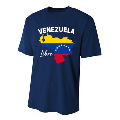 Venezuela Flag Map Proud American Venezuelan Venezuela Libre Performance Sprint T-Shirt