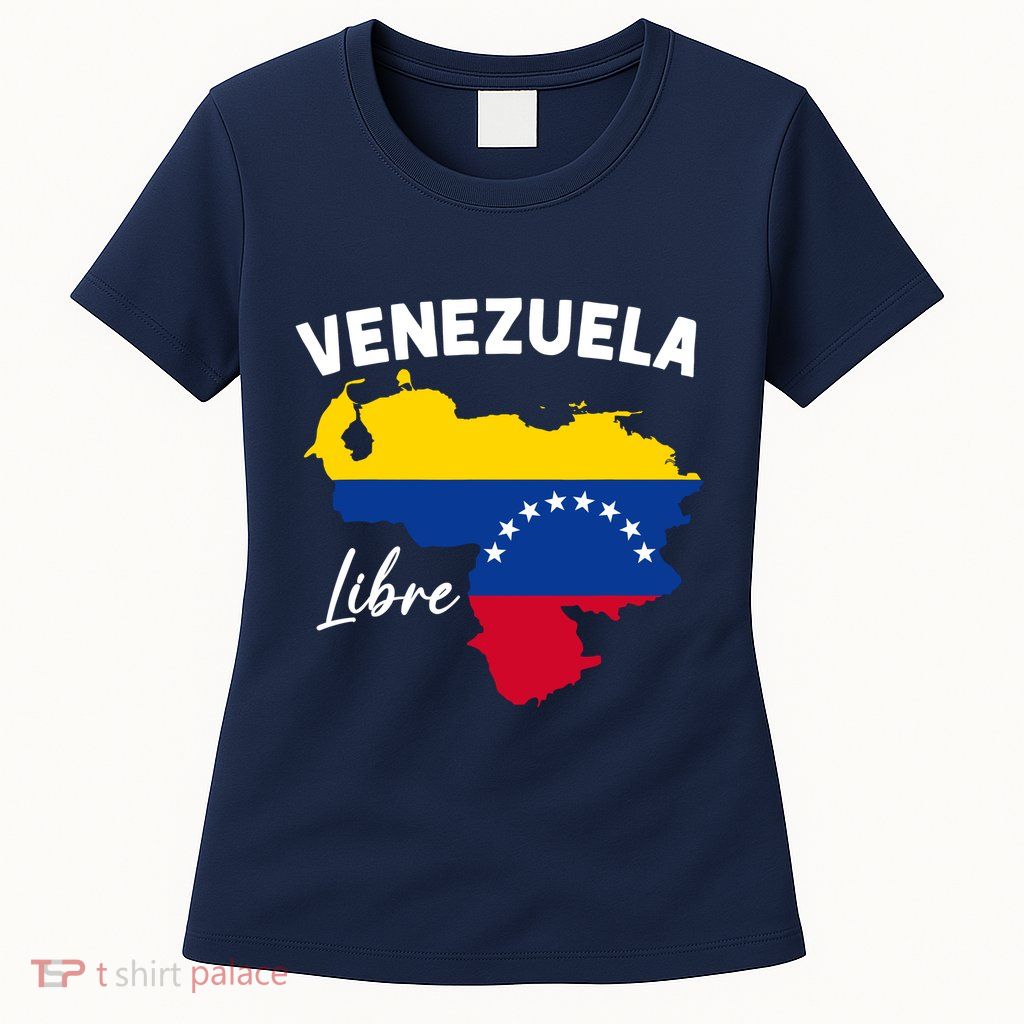 Venezuela Flag Map Proud American Venezuelan Venezuela Libre Womens T-Shirt