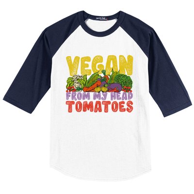 Vegan From My Head Tomatoet World Vegetable Day Plant Based Gift Baseball Sleeve Shirt