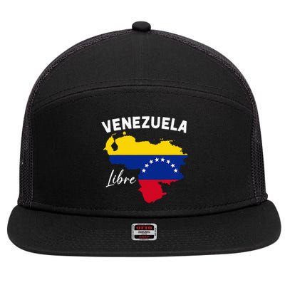 Venezuela Flag Map Proud American Venezuelan Venezuela Libre 7 Panel Mesh Trucker Snapback Hat