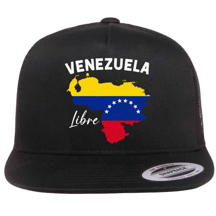 Venezuela Flag Map Proud American Venezuelan Venezuela Libre Flat Bill Trucker Hat