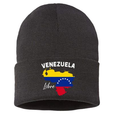 Venezuela Flag Map Proud American Venezuelan Venezuela Libre Sustainable Knit Beanie