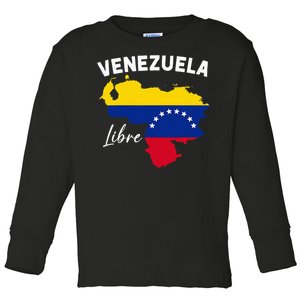 Venezuela Flag Map Proud American Venezuelan Venezuela Libre Toddler Long Sleeve Shirt