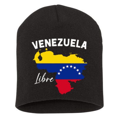 Venezuela Flag Map Proud American Venezuelan Venezuela Libre Short Acrylic Beanie