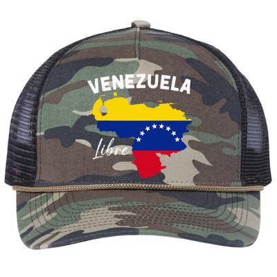 Venezuela Flag Map Proud American Venezuelan Venezuela Libre Retro Rope Trucker Hat Cap