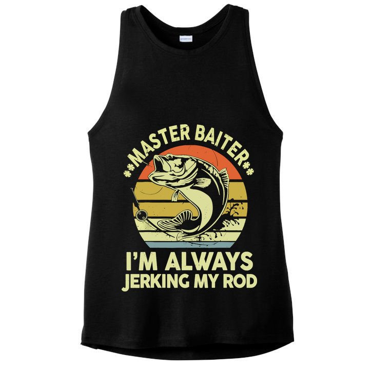 Vintage Fishing Master Baiter Im Always Jerking My Rod Funny Bass Dad Gift Ladies PosiCharge Tri-Blend Wicking Tank