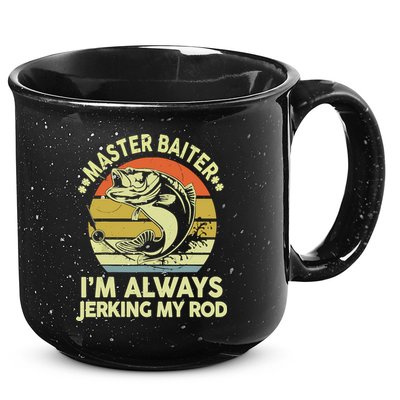 Vintage Fishing Master Baiter Im Always Jerking My Rod Funny Bass Dad Gift 15oz Campfire Ceramic Mug