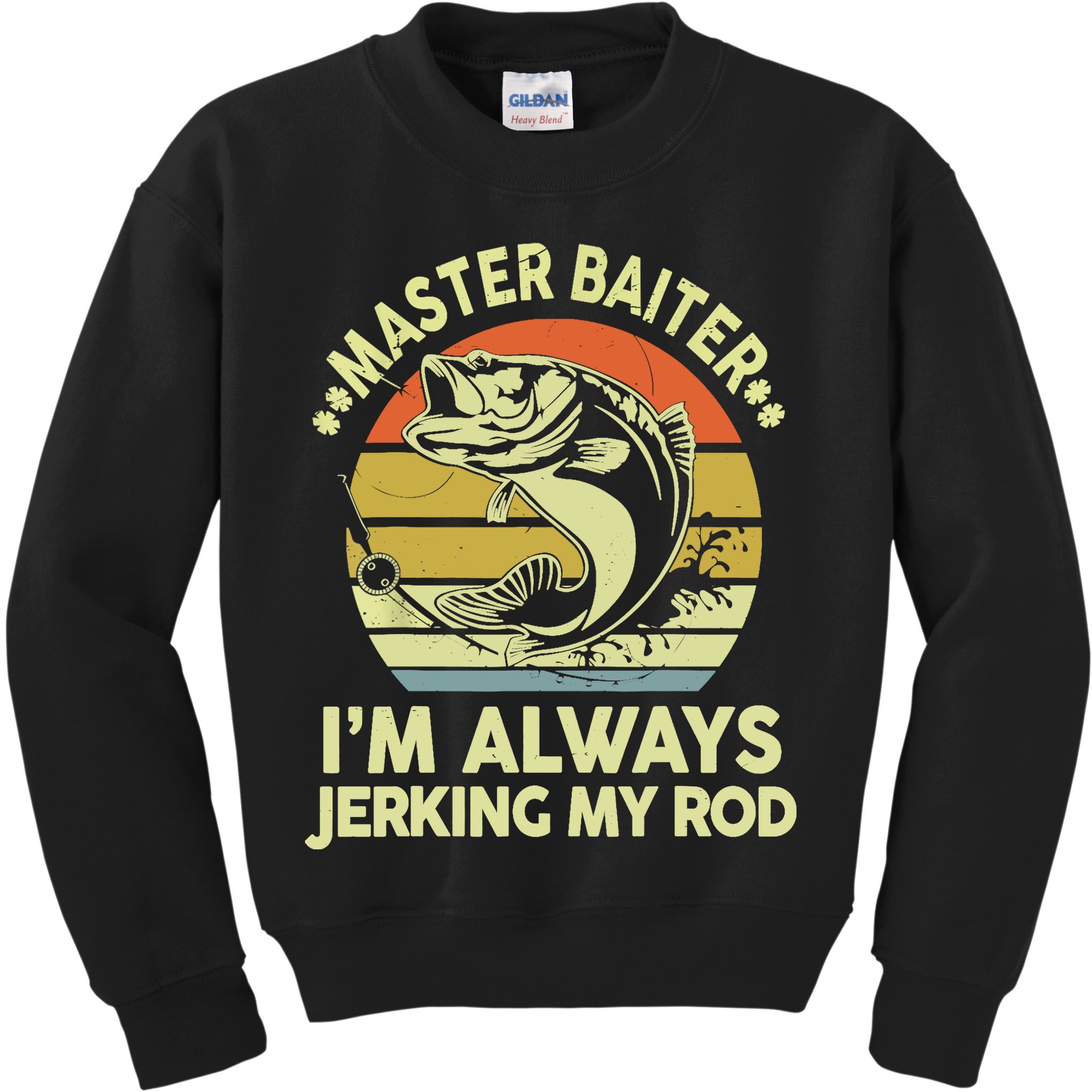 Vintage Fishing Master Baiter Im Always Jerking My Rod Funny Bass Dad Gift Kids Sweatshirt
