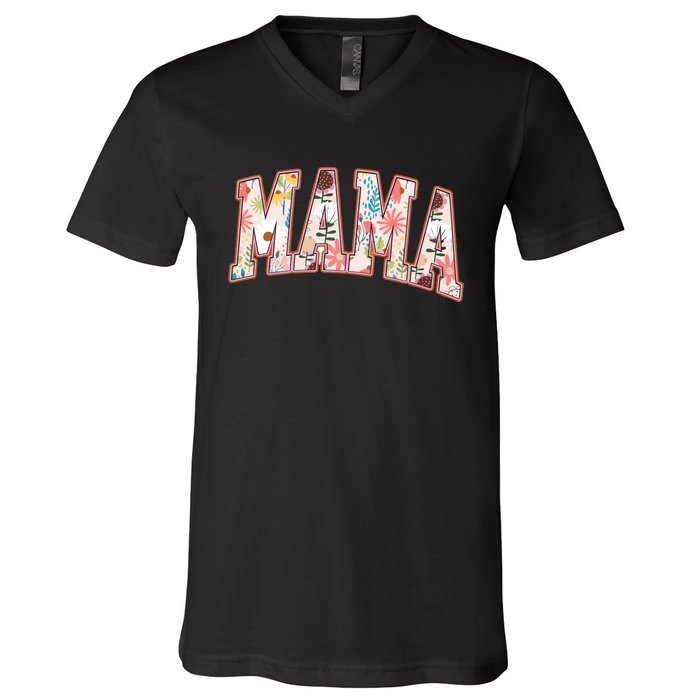 Vintage Floral Mama V-Neck T-Shirt