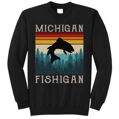 Vintage Fishing Michigan Pun Michigan Fishigan Sweatshirt