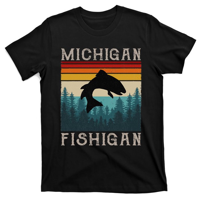 Vintage Fishing Michigan Pun Michigan Fishigan T-Shirt