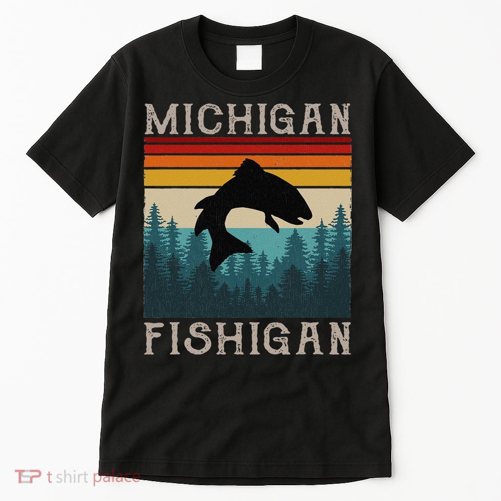 Vintage Fishing Michigan Pun Michigan Fishigan Tall T-Shirt