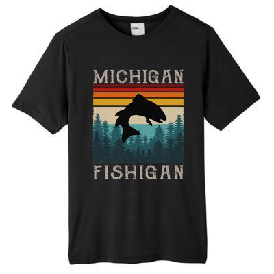 Vintage Fishing Michigan Pun Michigan Fishigan Tall Fusion ChromaSoft Performance T-Shirt