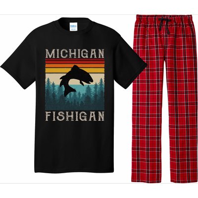 Vintage Fishing Michigan Pun Michigan Fishigan Pajama Set