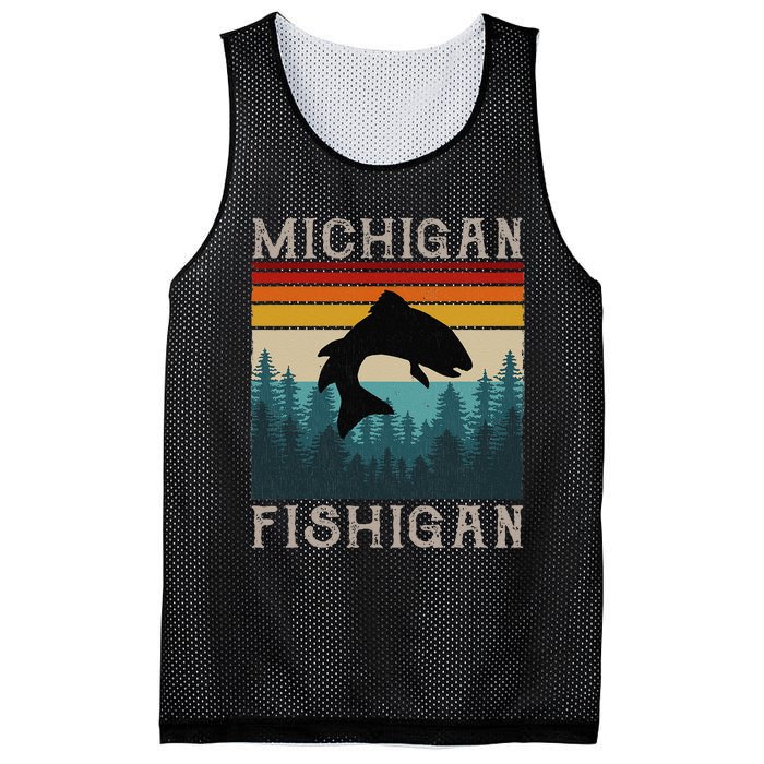 Vintage Fishing Michigan Pun Michigan Fishigan Mesh Reversible Basketball Jersey Tank