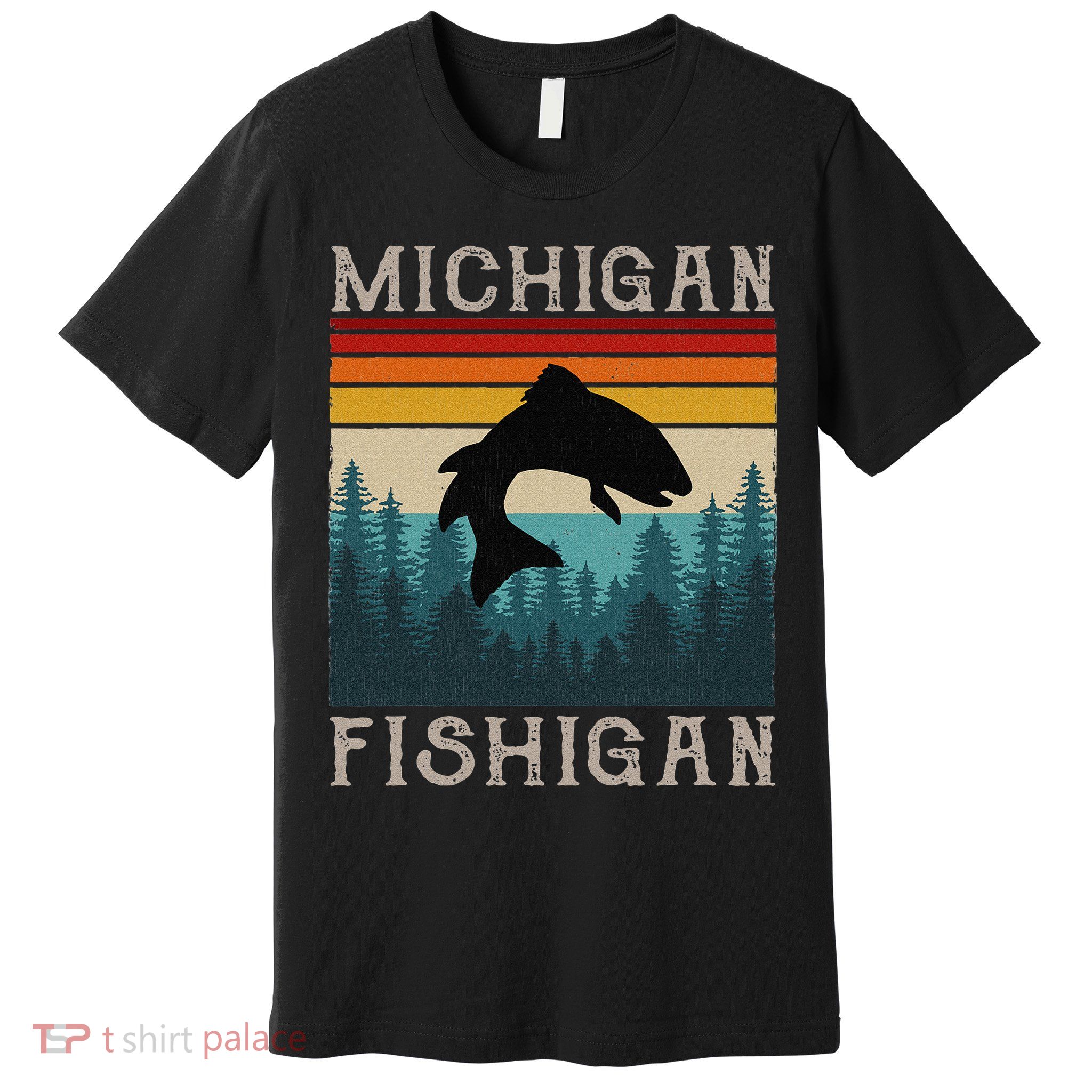 Vintage Fishing Michigan Pun Michigan Fishigan Premium T-Shirt