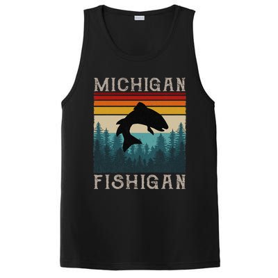 Vintage Fishing Michigan Pun Michigan Fishigan PosiCharge Competitor Tank