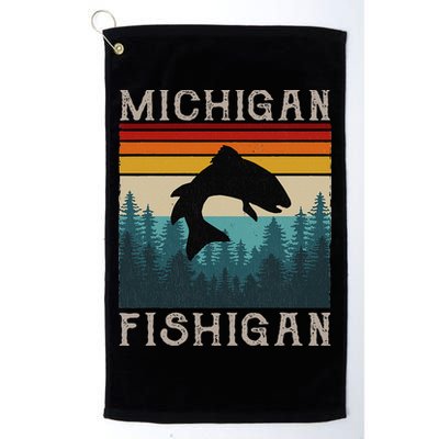 Vintage Fishing Michigan Pun Michigan Fishigan Golf Towel