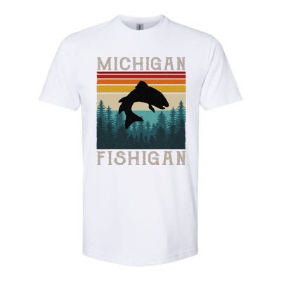 Vintage Fishing Michigan Pun Michigan Fishigan Softstyle CVC T-Shirt