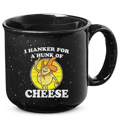 Vintage Funny Meme Retro I Hanker For A Hunk O Cheese 15oz Campfire Ceramic Mug