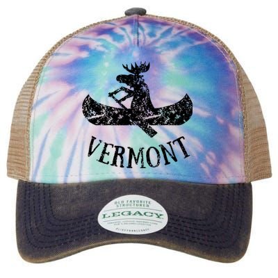 Vermont Funny Moose Canoe Vacation Legacy Tie Dye Trucker Hat