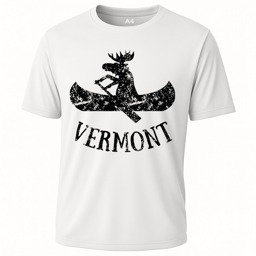 Vermont Funny Moose Canoe Vacation Cooling Performance Crew T-Shirt