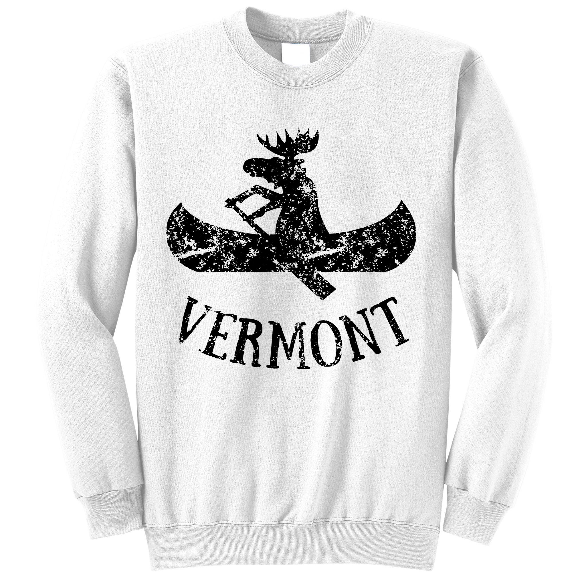 Vermont Funny Moose Canoe Vacation Sweatshirt