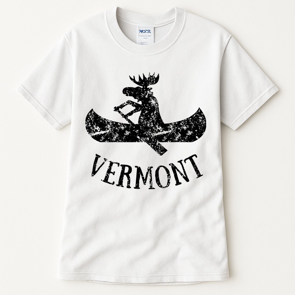 Vermont Funny Moose Canoe Vacation Tall T-Shirt