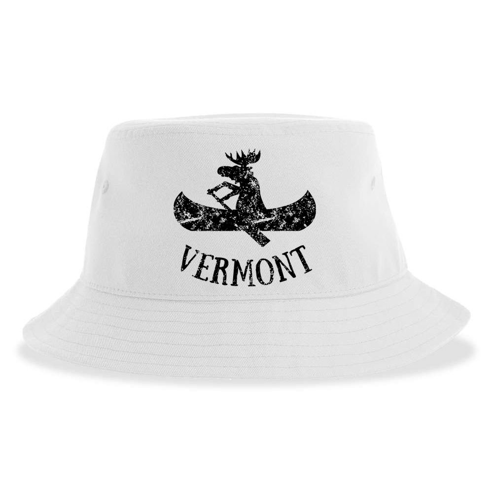 Vermont Funny Moose Canoe Vacation Sustainable Bucket Hat