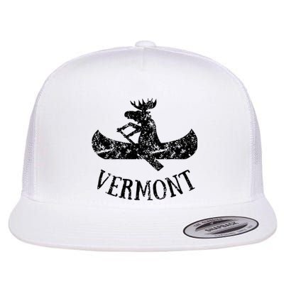 Vermont Funny Moose Canoe Vacation Flat Bill Trucker Hat