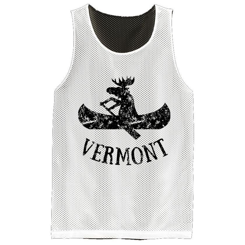 Vermont Funny Moose Canoe Vacation Mesh Reversible Basketball Jersey Tank